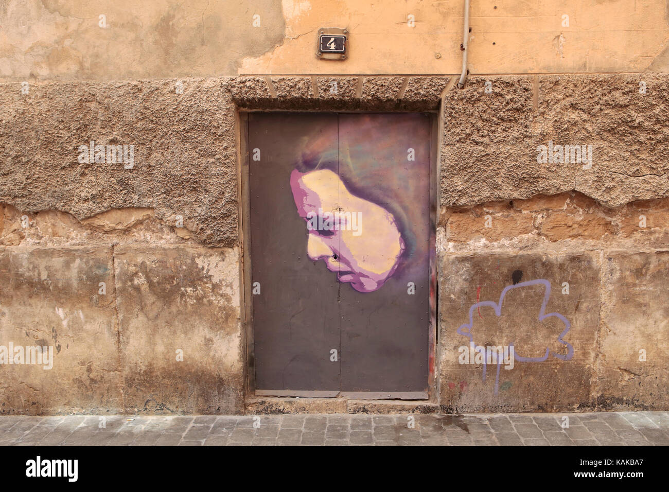 Graffiti in una parete a Mallorca Foto Stock