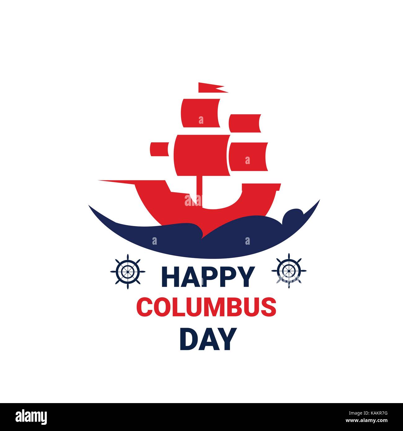 Felice il Columbus day national usa messaggio di saluto festivo icona scheda isolato Illustrazione Vettoriale