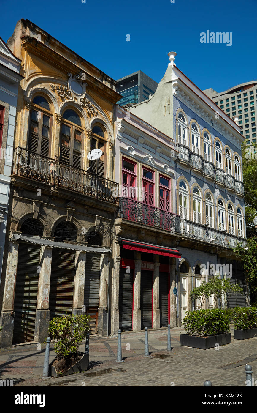 Edifici storici lungo Rua do Lavradio, centro di Rio de janeiro, Brasile, Sud America Foto Stock