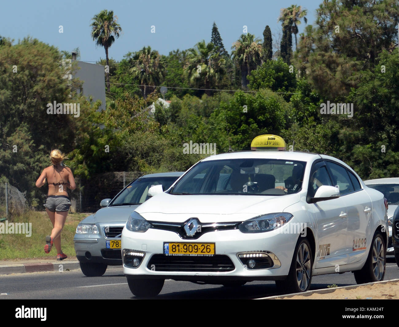 Jogging a Herzliya, in Israele. Foto Stock