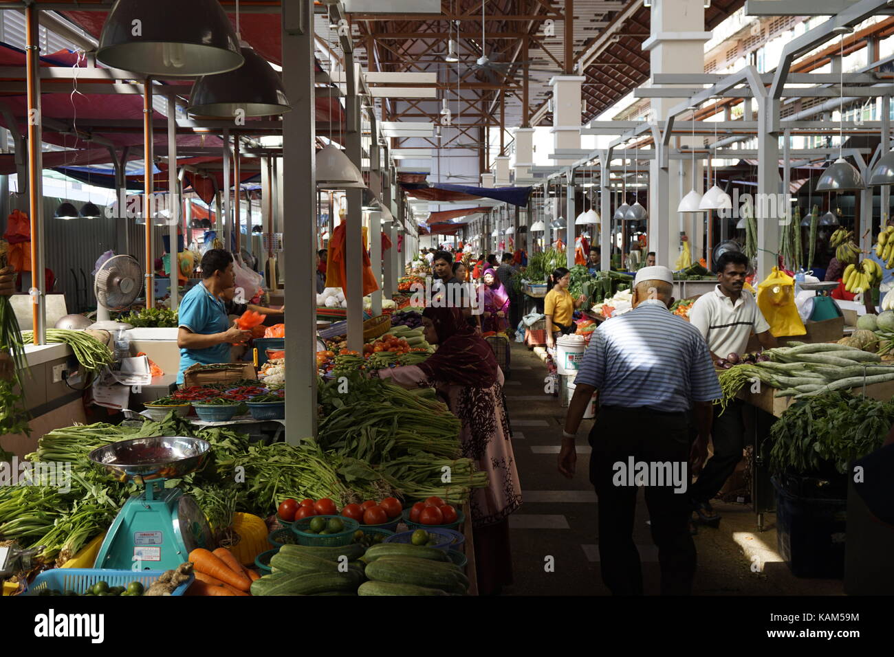 Jalan Raja Bot mercato bagnato in Kampung Baru, Kuala Lumpur, Malesia Foto Stock