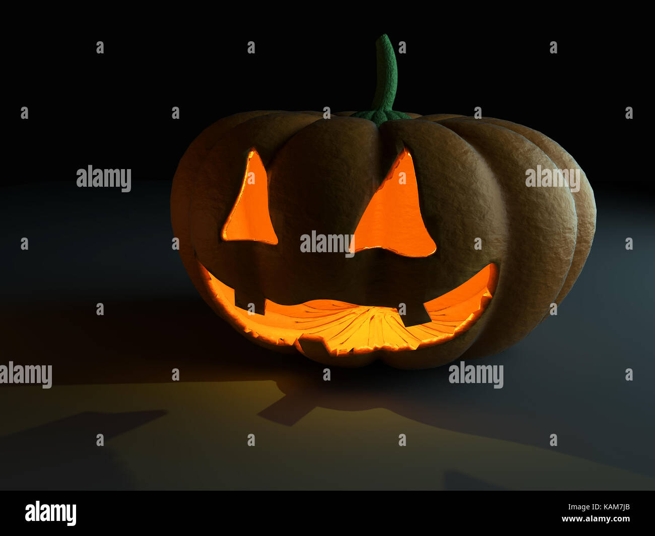 Zucca di Halloween con sorriso spaventoso. Il rendering 3D Foto Stock