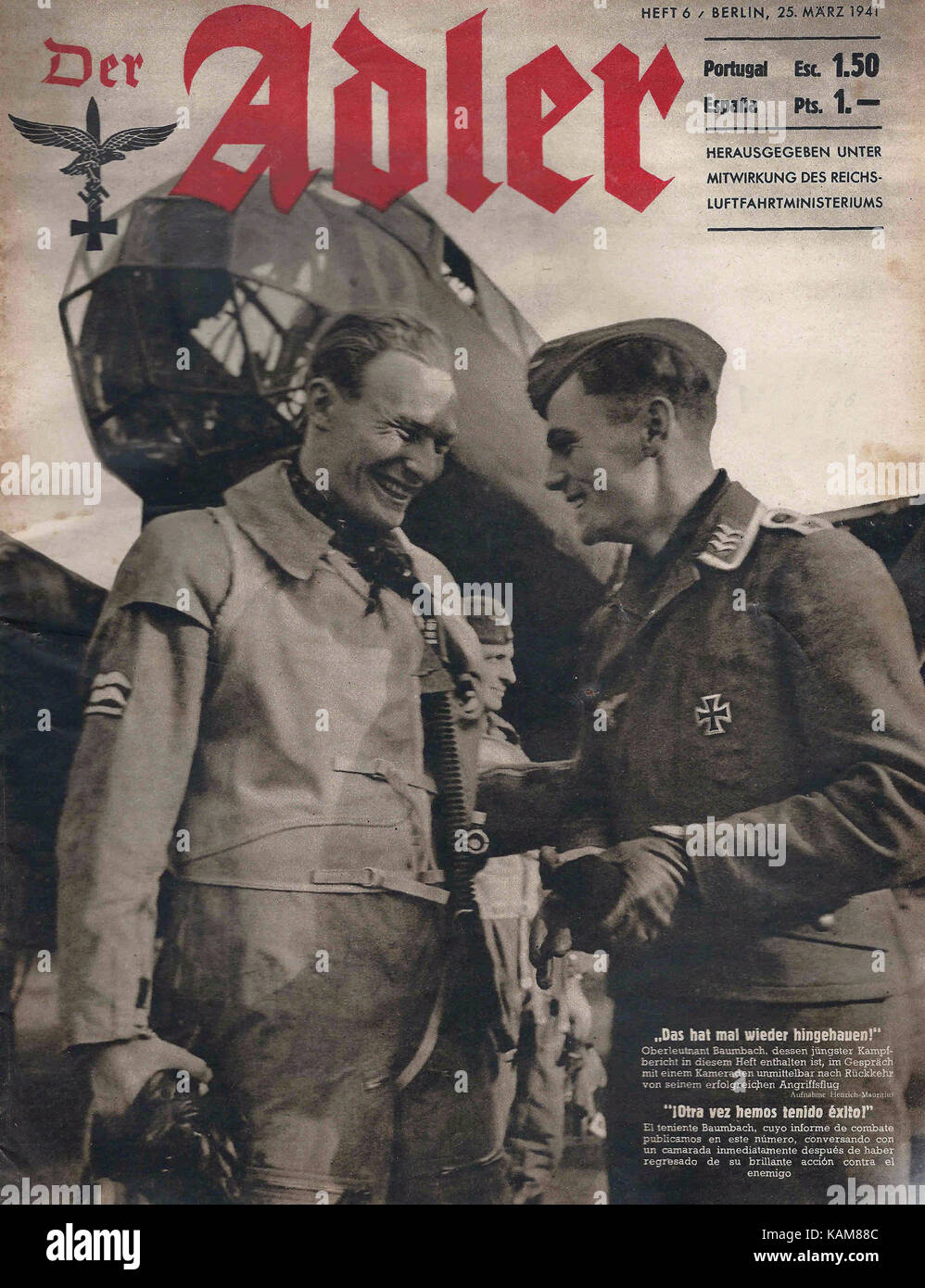Der Adler - propaganda nazista magazine - Tedesco Portoghese coperchio edizione - 1941 Foto Stock