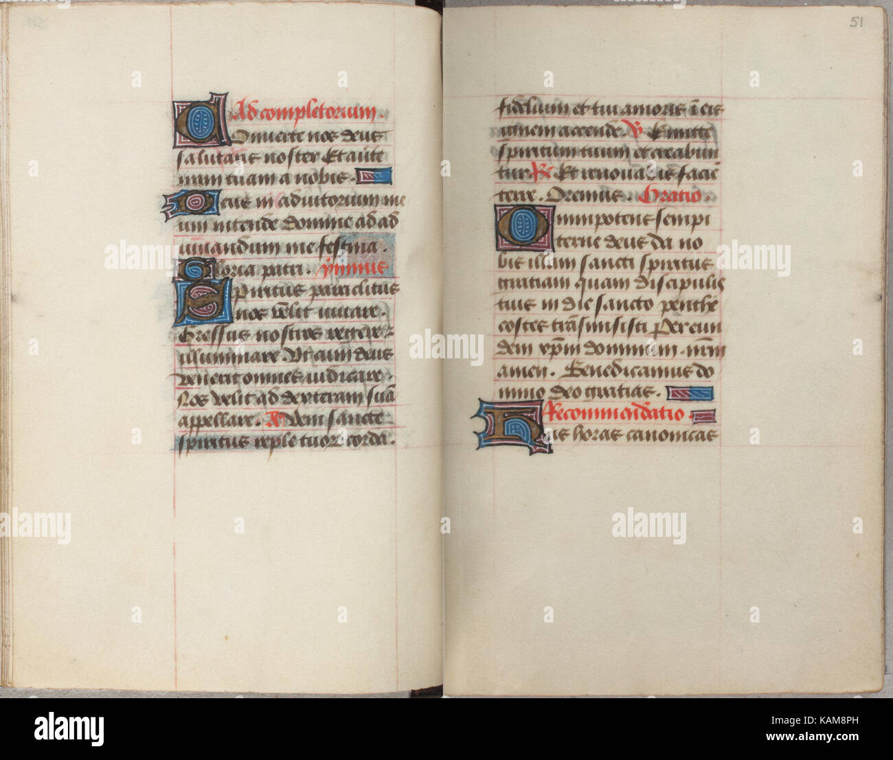 Il Trivulzio Book of Hours è un manoscritto miniato del XV secolo. I folios 050v e 051r raffigurano intricate illustrazioni religiose, riflettendo i valori artistici e culturali del tempo. Foto Stock