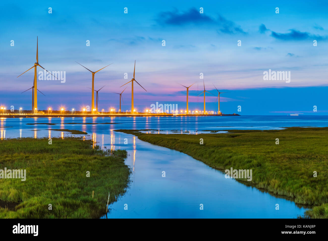 Zone umide gaomei scenario di notte Foto Stock