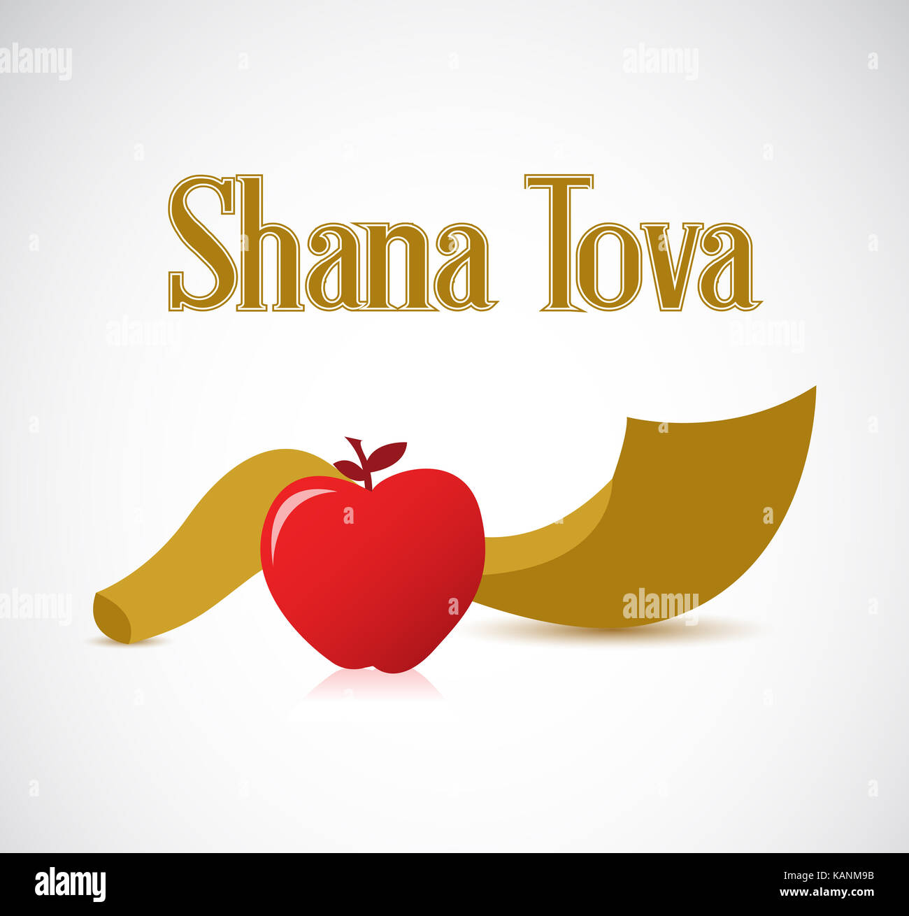 Shana tova shofar corno e apple isolate su uno sfondo bianco Foto Stock