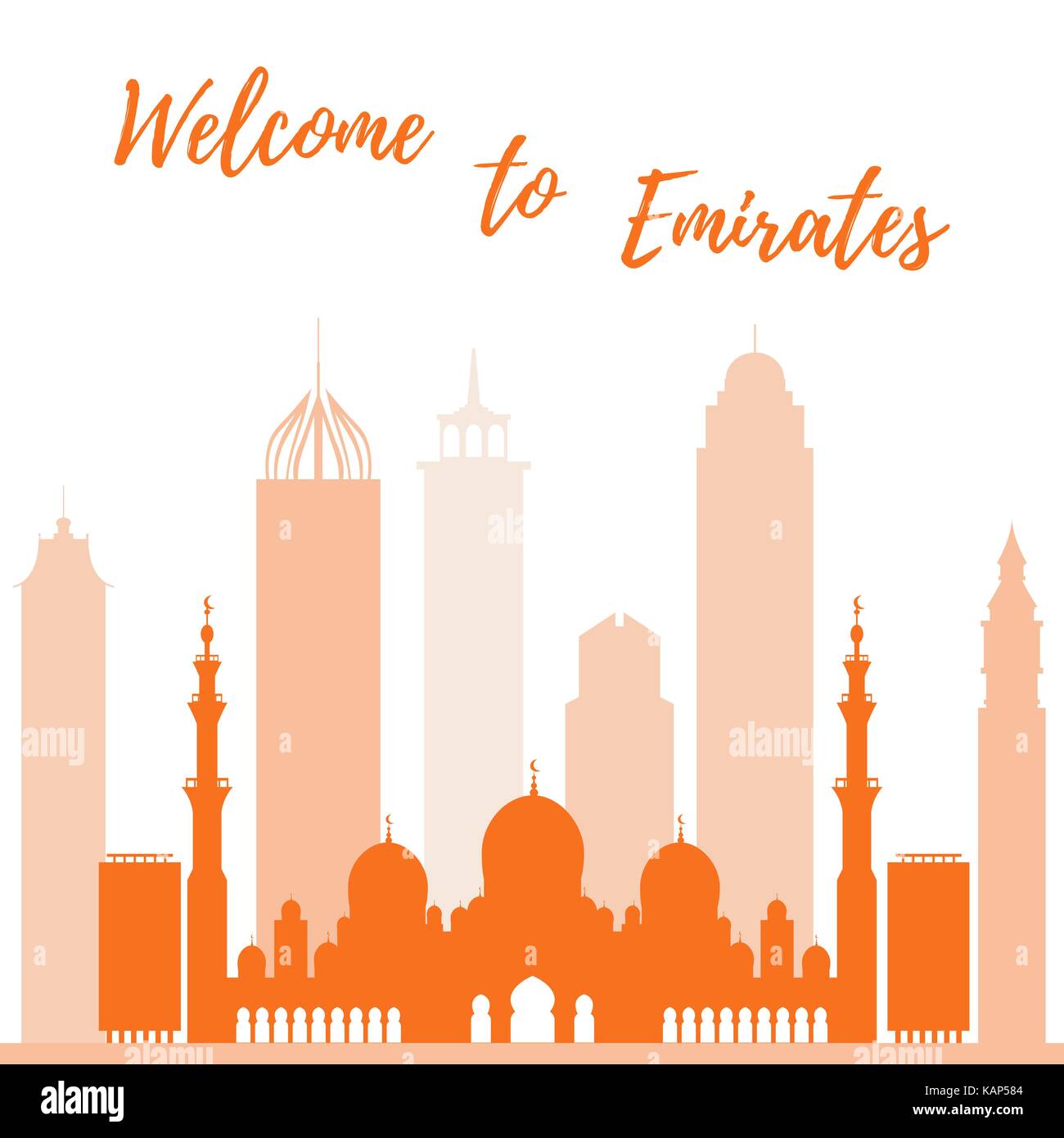 Illustrazione vettoriale di emirati arabi uniti grattacieli silhouette. Dubai e Abu Dhabi edifici. design per banner, poster o di stampa. Illustrazione Vettoriale