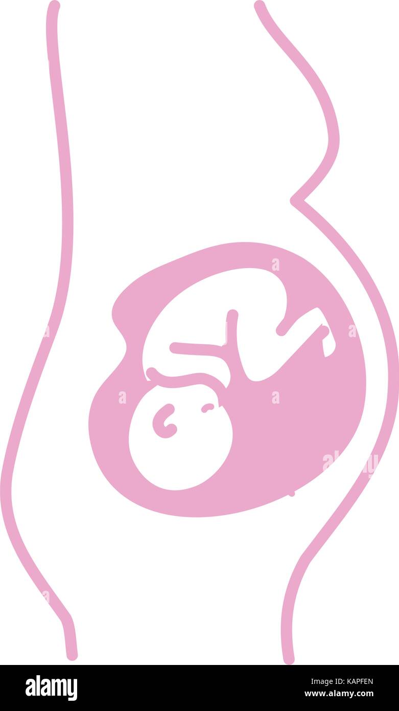 Silhouette donna aspettano e baby con cordone ombelicale Illustrazione Vettoriale