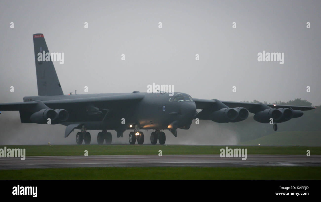 A B Stratofortress decolla da Fairford Royal Air Force Base, Sett. 25, 2017. Foto Stock