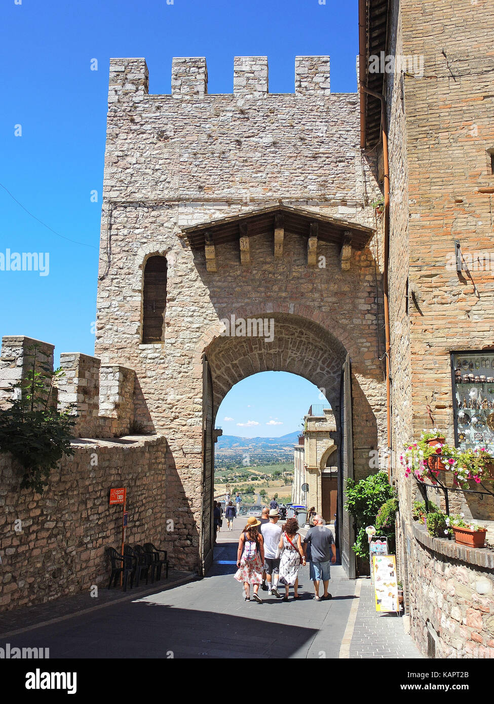 Assisi, Italia. Le viste per le strade del centro storico della città patrimonio mondiale dell UNESCO Foto Stock