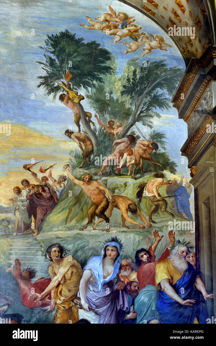 Sala di Giovanni da San Giovanni, 1635, affresco, Galleria Palatina a Palazzo Pitti, Firenze Italia italiano ( Giovanni da San Giovanni è stato commissionato nel 1635 per decorare questa stanza comunemente denominato dopo di lui gli ornamenti in stucco sono effettivamente dipinta, ma evocano un senso di opulenza e ricchezza). Foto Stock