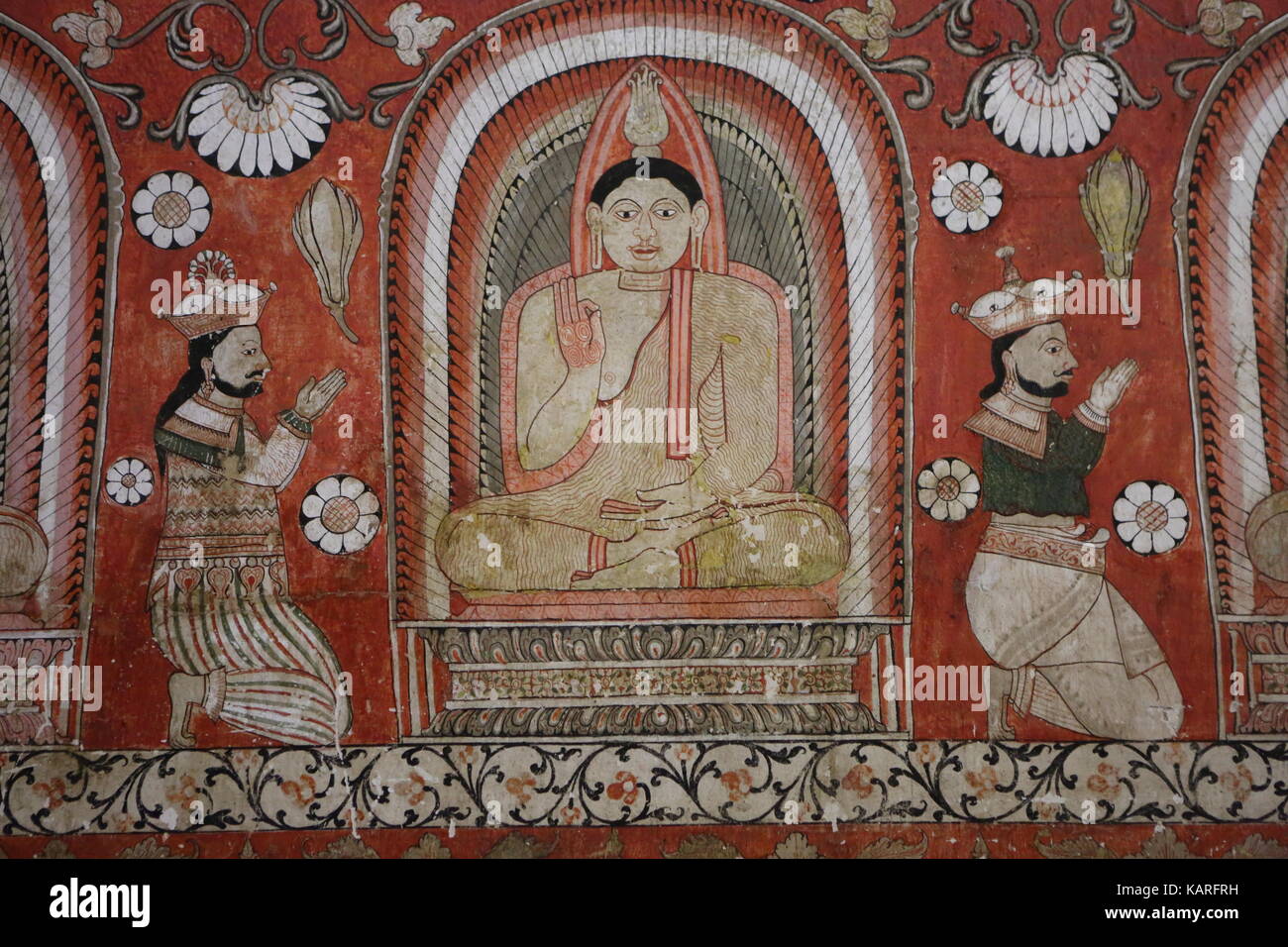 Wandmalereien in Tempel auf Sri Lanka Foto Stock