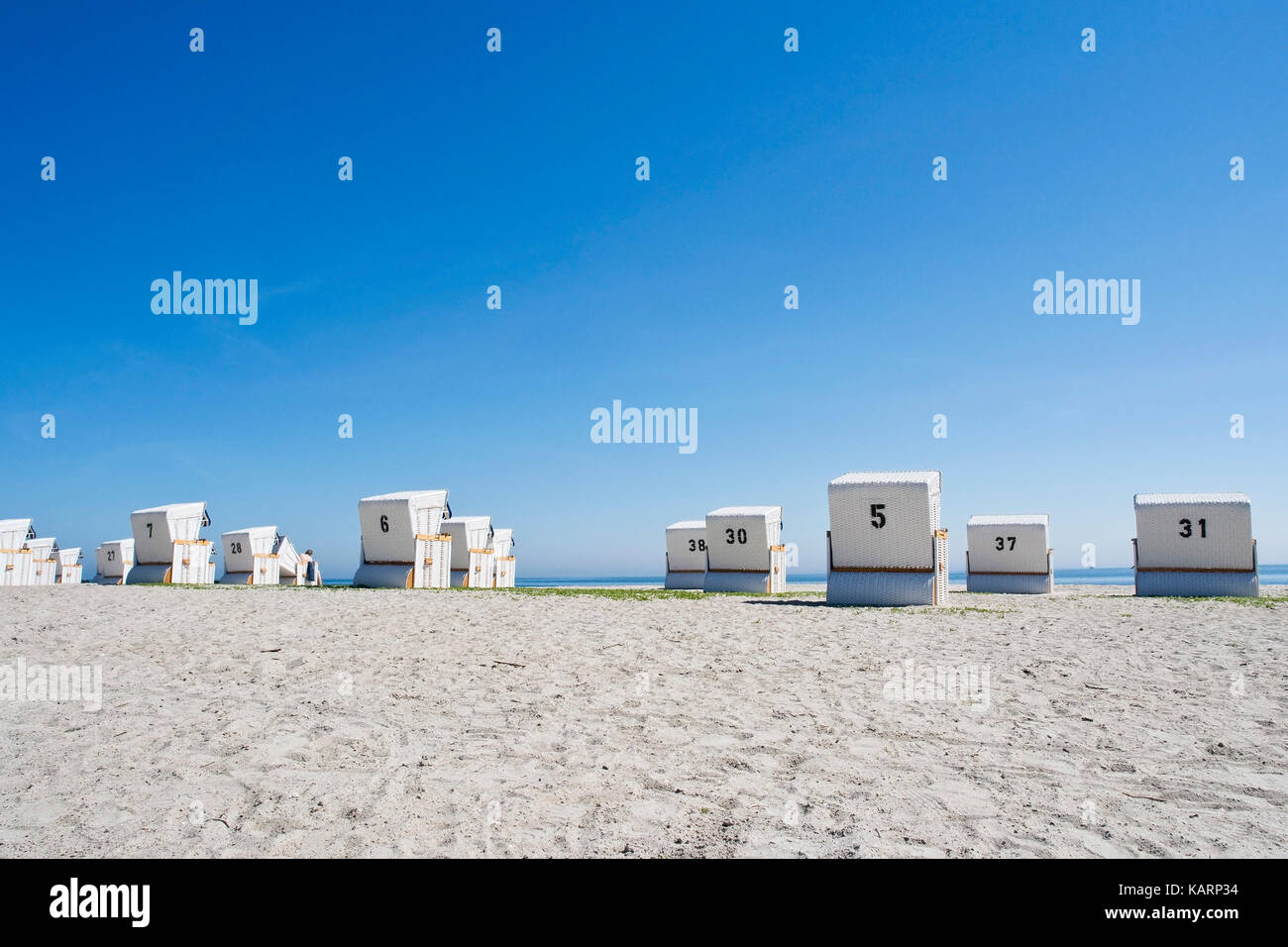 Boltenhagen, cesti di spiaggia sul Mar Baltico, strandkoerbe an der ostsee Foto Stock