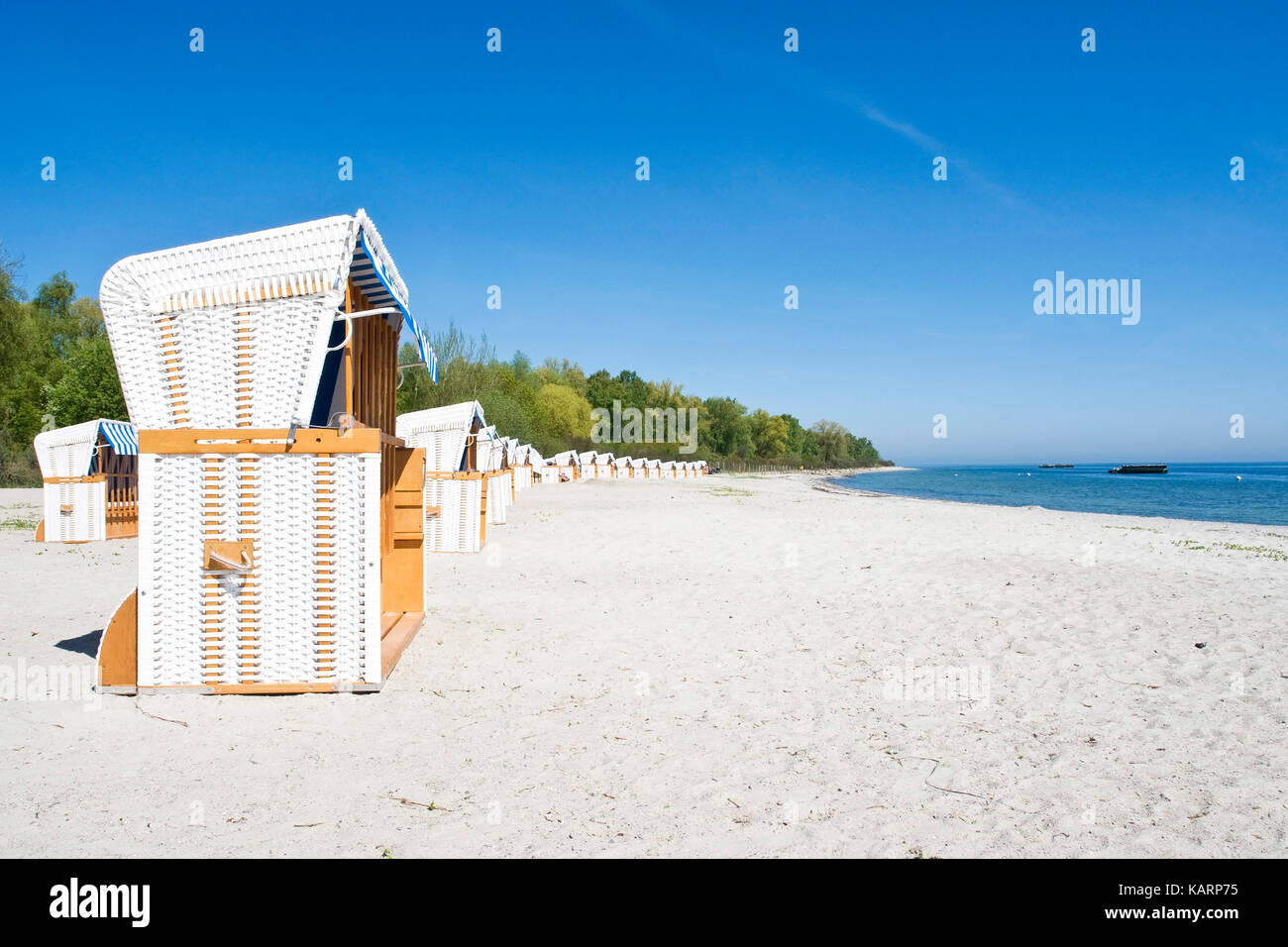 Boltenhagen, cesti di spiaggia sul Mar Baltico, strandkoerbe an der ostsee Foto Stock