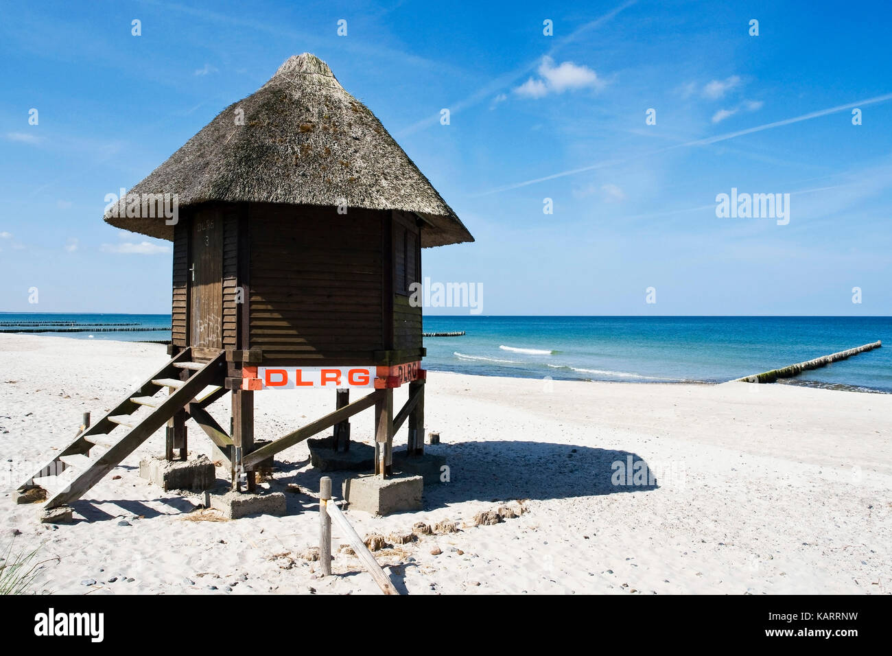 Wustrow, rescue storm dlrg sulla spiaggia, dlrg rettungsturm am Strand Foto Stock