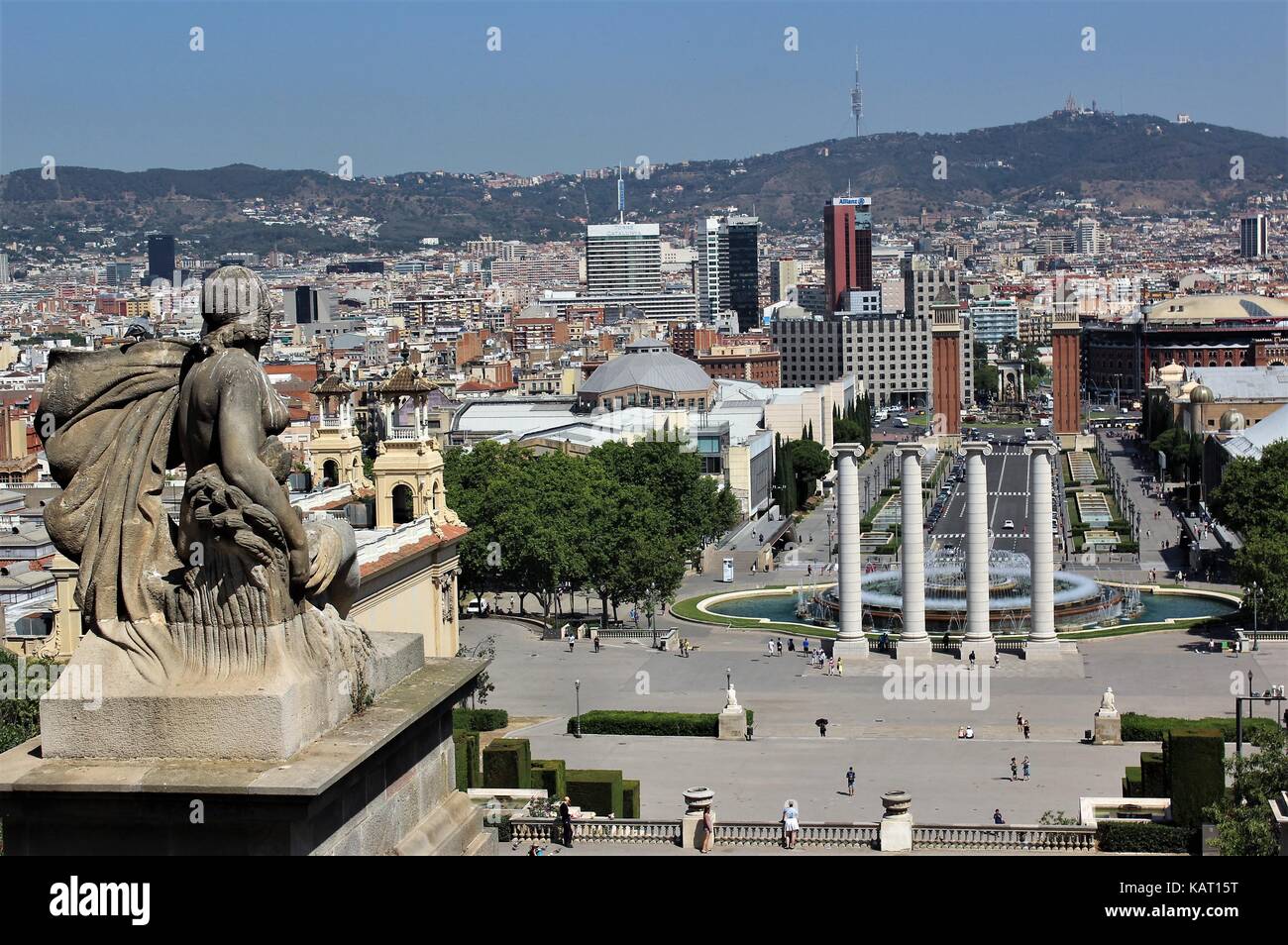 Viste dal Museu Nacional d'Art de Catalunya, Barcelona Spagna Foto Stock