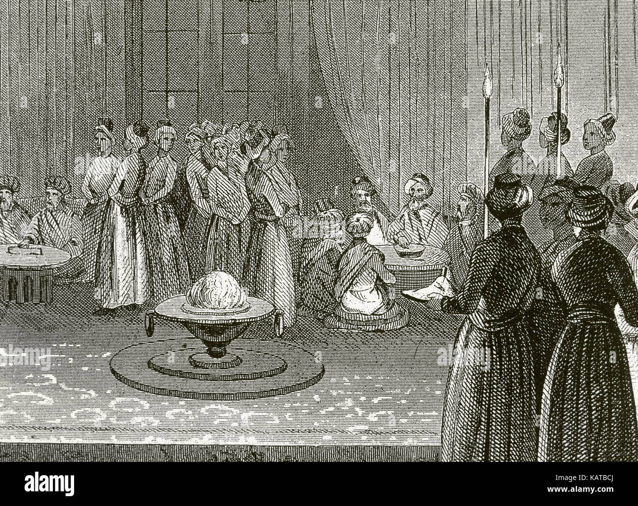 Impero ottomano. Banchetto tenutosi presso la corte del Palazzo Topkapi. Incisione. Xix secolo. Foto Stock
