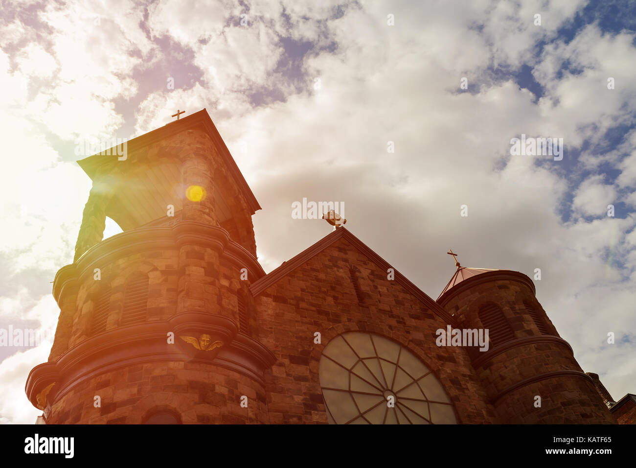 Chiesa greco-cattolica ucraina NJ Est Brunswik nuvole del cielo Foto Stock