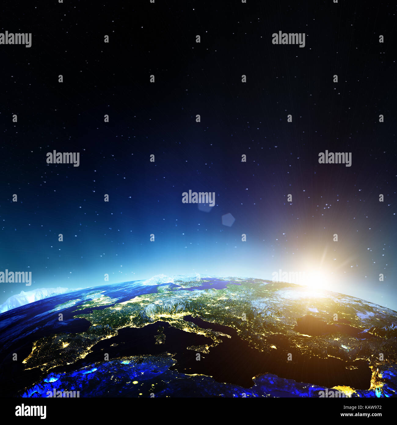 L'Europa dallo spazio. elementi di questa immagine fornita dalla NASA il rendering 3D Foto Stock