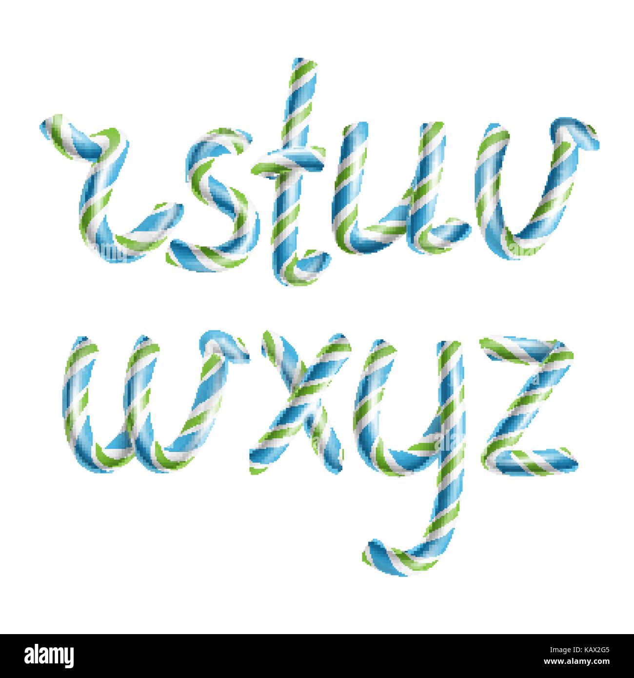 Lettere R S T U V W X Y Z Vettore 3d Realistici Candy Cane Alfabeto Simbolo Nel Colore Di Natale Anno Nuovo Lettera Textured Verde Blu Tipografia Craft Oggetto Isolato Xmas