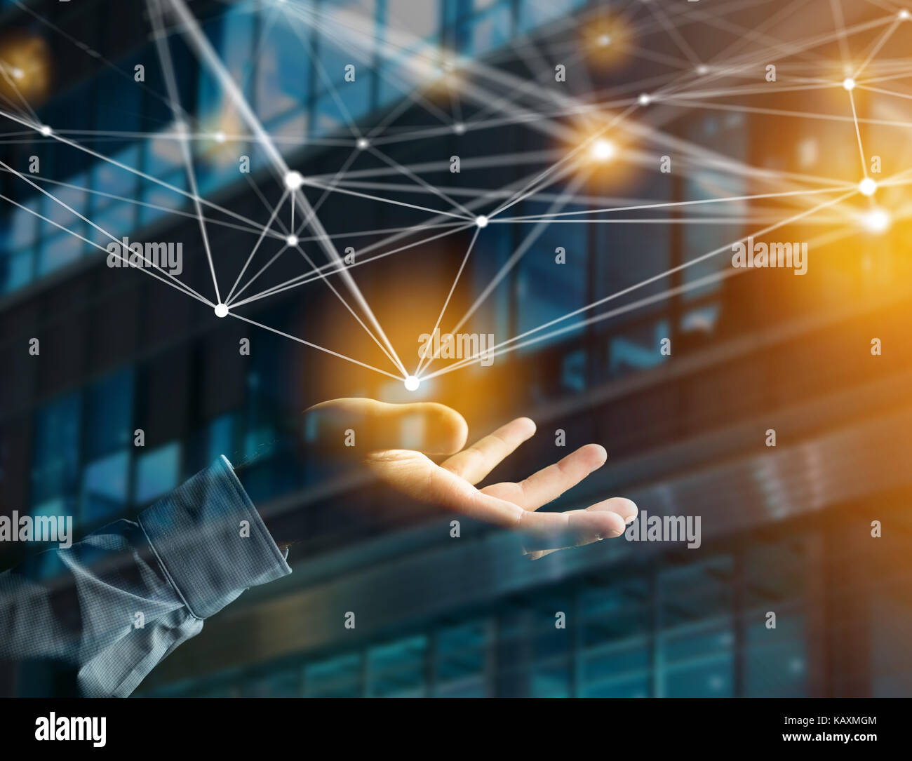 Vista di un sistema operativo web schermo e connessione di rete visualizzato su un interfaccia- dispositivo concetto di connessione Foto Stock