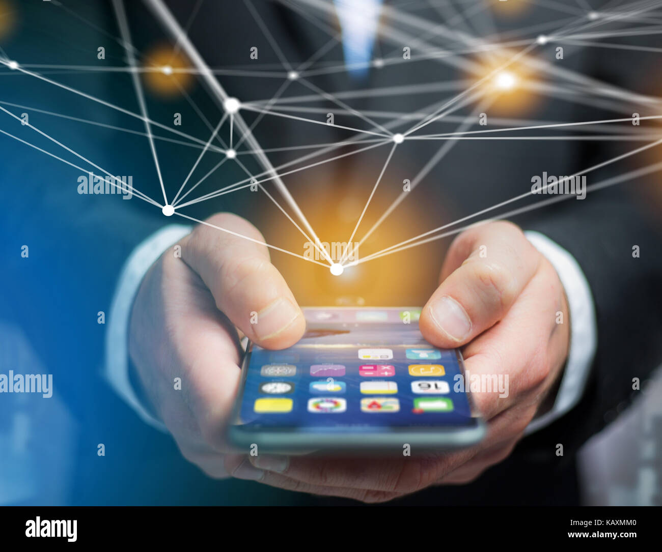 Vista di un sistema operativo web schermo e connessione di rete visualizzato su un interfaccia- dispositivo concetto di connessione Foto Stock