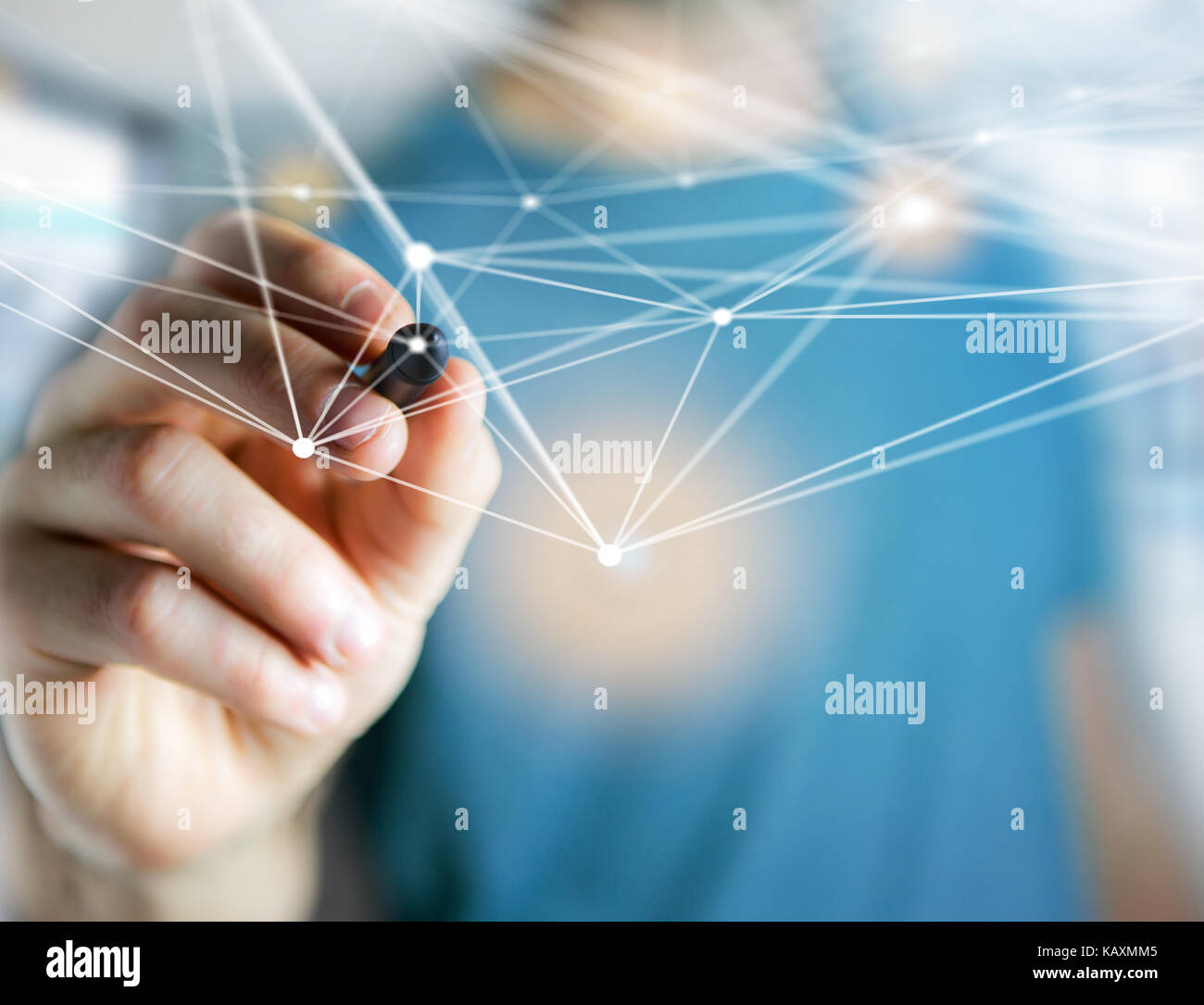 Vista di un sistema operativo web schermo e connessione di rete visualizzato su un interfaccia- dispositivo concetto di connessione Foto Stock