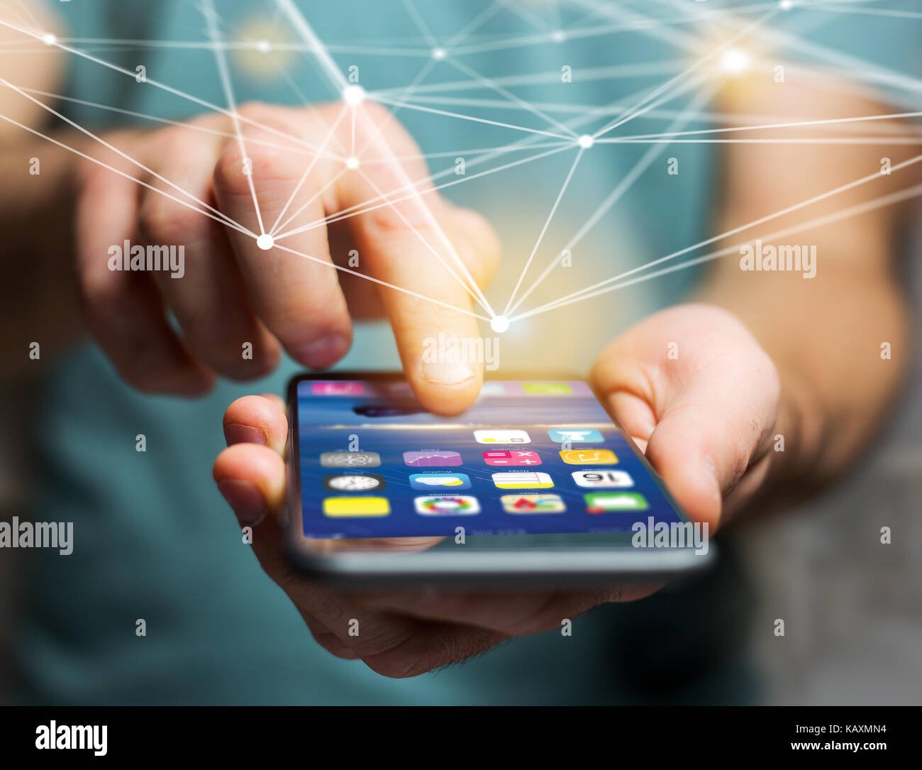 Vista di un sistema operativo web schermo e connessione di rete visualizzato su un interfaccia- dispositivo concetto di connessione Foto Stock