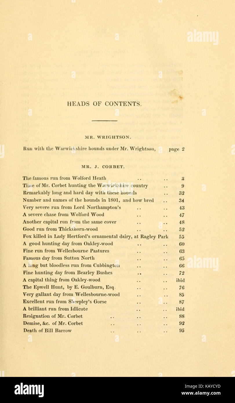 Il Warwickshire Hunt, dal 1795 al 1836 BHL18654629 Foto Stock