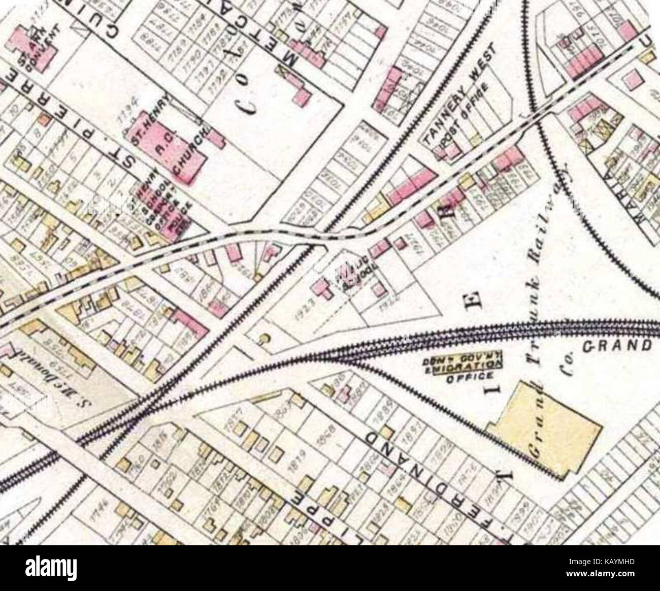 Un'immagine storica o una mappa della città di St. Henry, ora parte di Saint-Henri, un distretto di Montreal, Canada. Foto Stock
