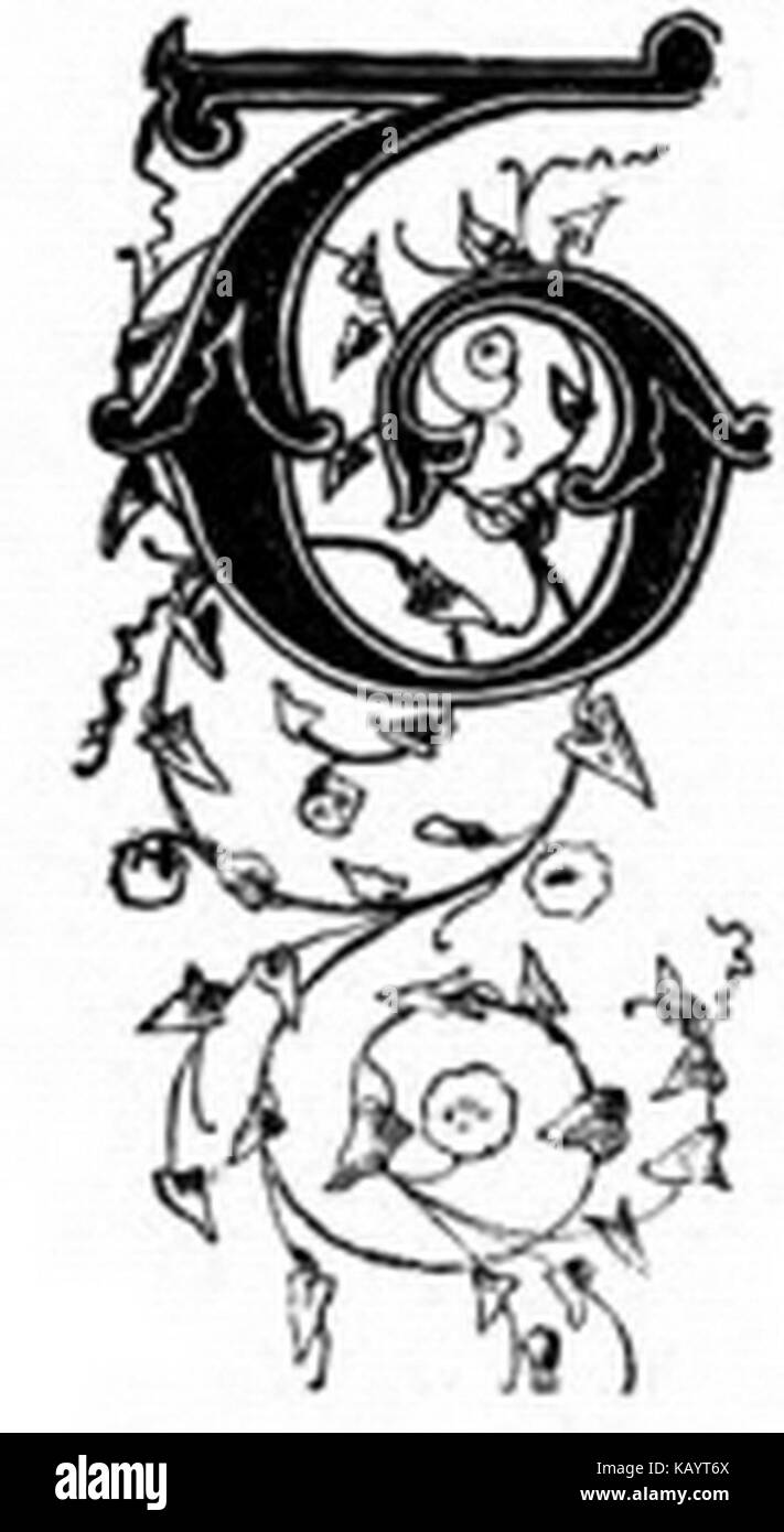 Un design decorato con la lettera "V", con decorazioni intricate e stile artistico, che riflettono le tendenze estetiche del design del tempo. Foto Stock