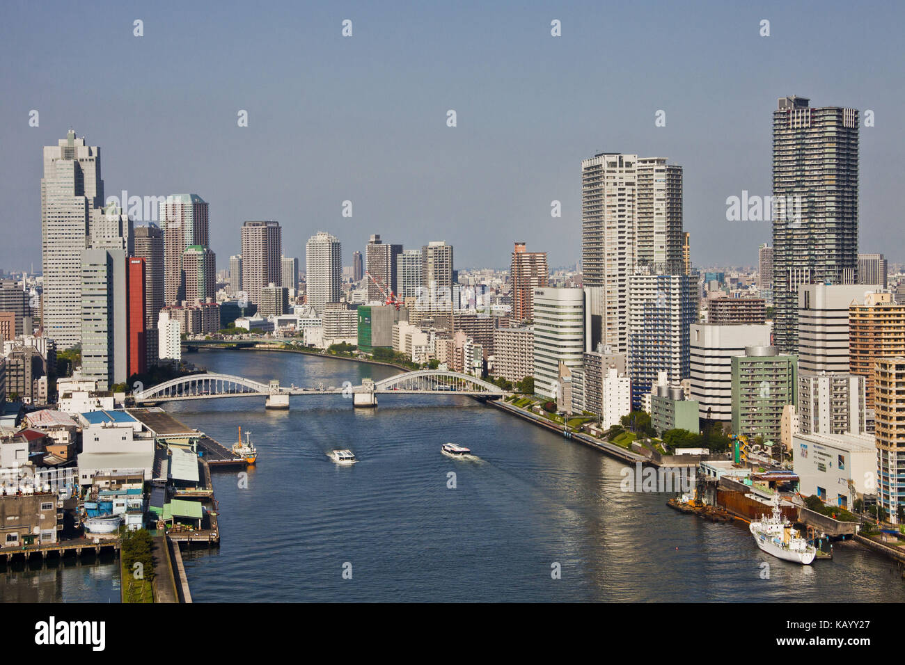 Giappone, tokyo sumida river, kachidoki bridge, Foto Stock