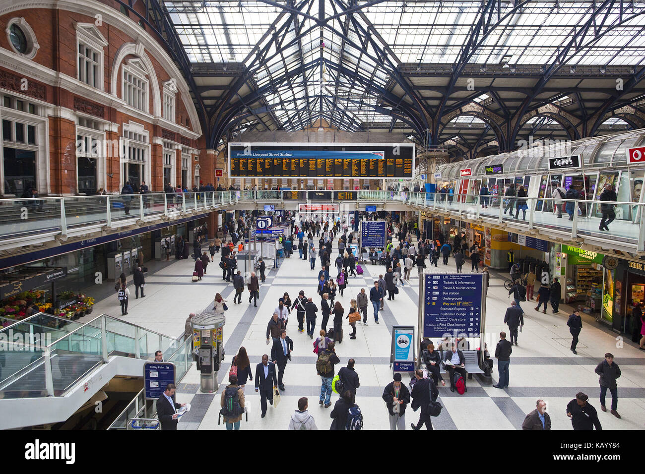 Gran Bretagna, Londra, la stazione ferroviaria di Liverpool street, sala principale, all'interno, Foto Stock
