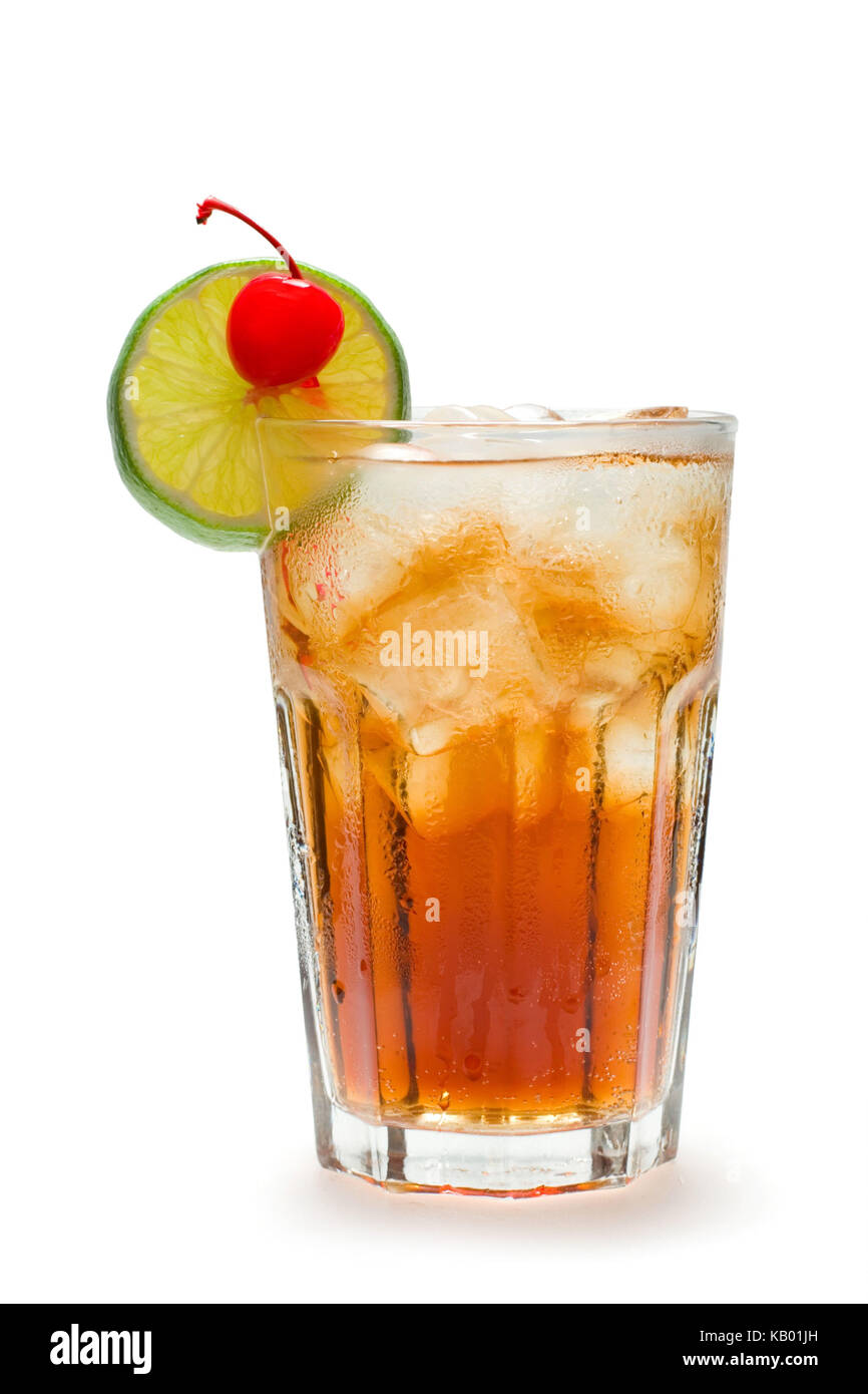 Cocktail, long island ice tea (vodka, gin, rum bianco, tequila triple sec curacao, succo di limone, succo di arancia, coke), Foto Stock