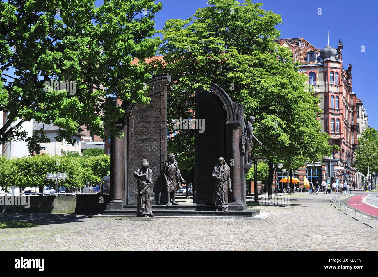 Hannover, bassa Sassonia, monumento "i Göttingen sette", monumento in bronzo in ricordo di 7 professori Göttingen nel 1837 contro il re Ernst agosto protestò, Foto Stock