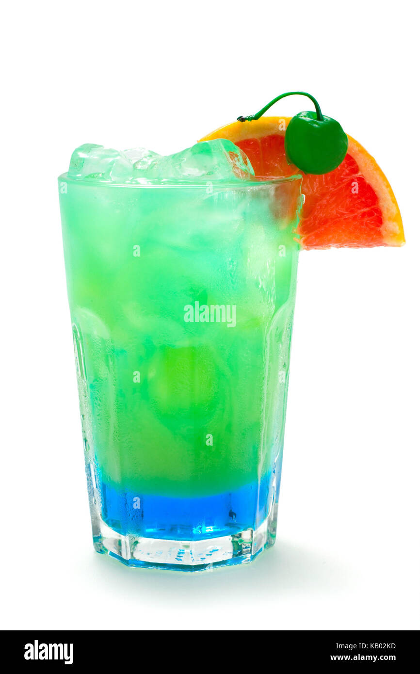 Cocktail, lunedì blu (Blue Curacao, tonico, succo d'arancia), Foto Stock