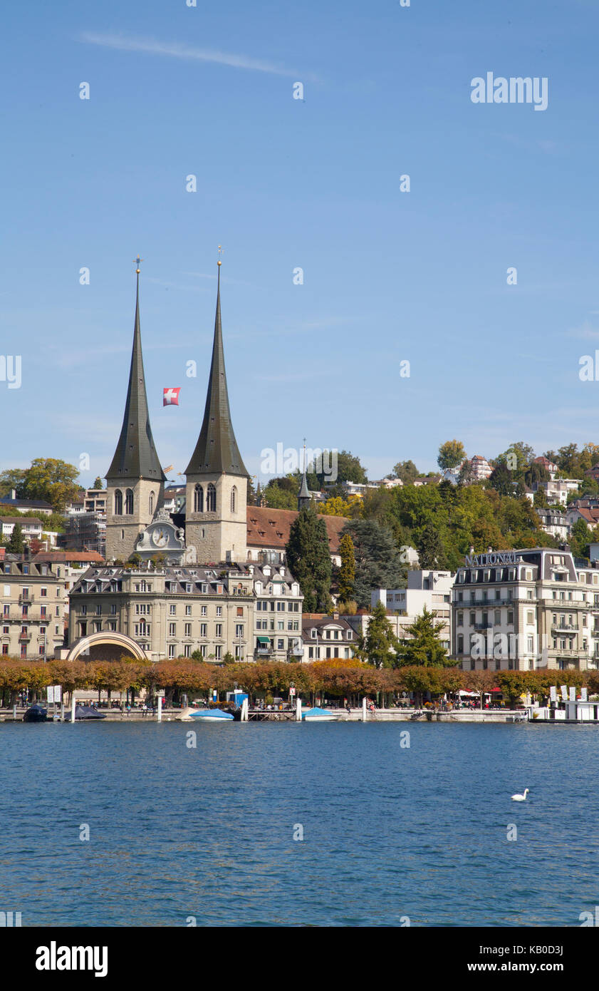 Chiesa di San Leodegar Lucerna Svizzera Luzern Svizzera cattolica romana basilica Lago di Lucerna Foto Stock