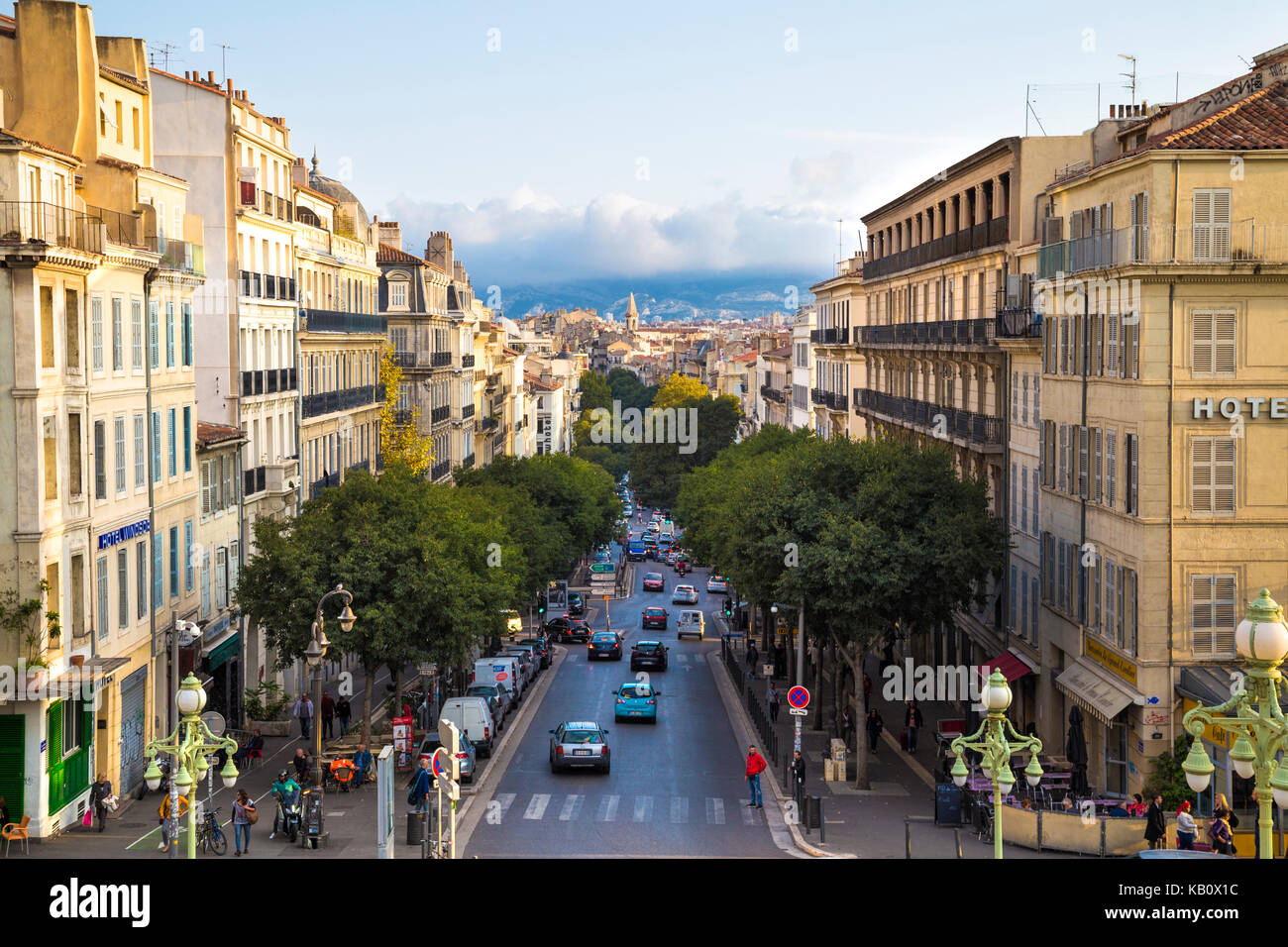Vista sul Boulevard d'Athènes a Marsiglia, Francia Foto Stock