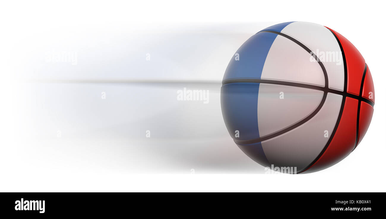 Il basket ball con bandiera della Francia in movimento isolato Foto Stock