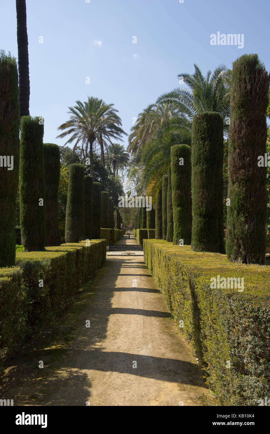 Giardino dei poeti, palazzo di Alcazar di Siviglia Foto Stock