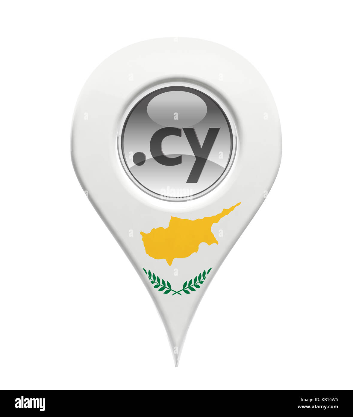 3d dominio pin marker con bandiera cipriota isolato Foto Stock