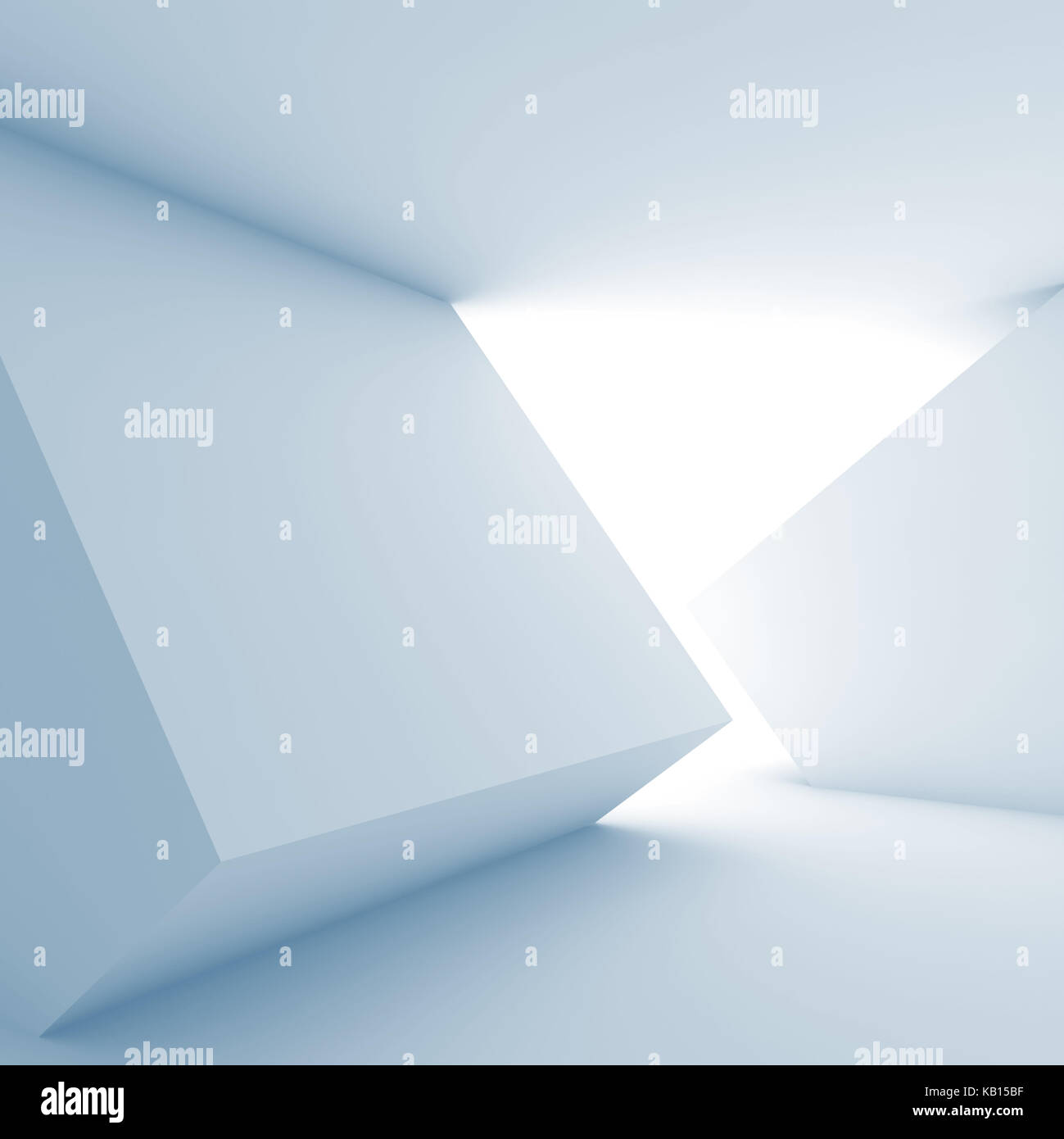 Abstract sfondo interiore, luminosa finestra vuota e a forma di cubo di installazione. nei toni del blu square 3d illustrazione Foto Stock