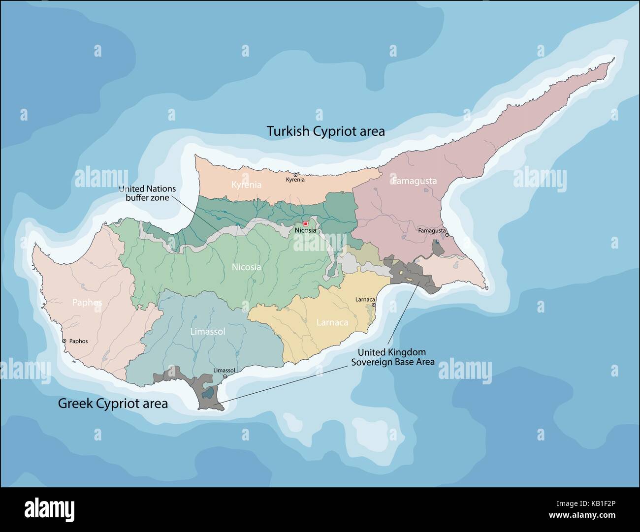 Mappa di Cipro Illustrazione Vettoriale