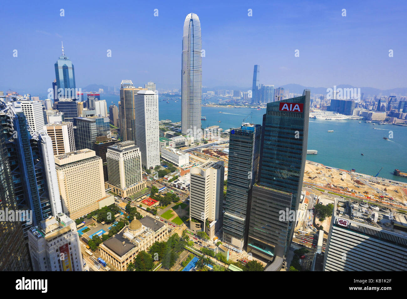 Grattacielo e il distretto centrale di Hong Kong, Foto Stock