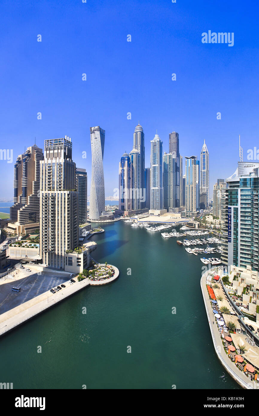 Porto con grattacieli, dubai, Foto Stock