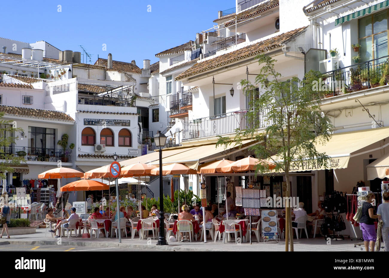 Spagna, Mijas, uno dei villaggi bianchi, caffè, Foto Stock