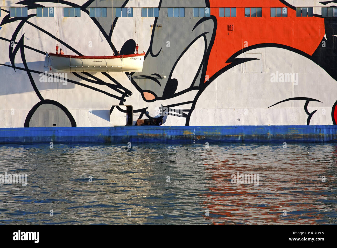 Traghetto Moby Lines per la Sardegna in traghetto dal porto di Livorno, Toscana, Italia, Europa meridionale, Foto Stock
