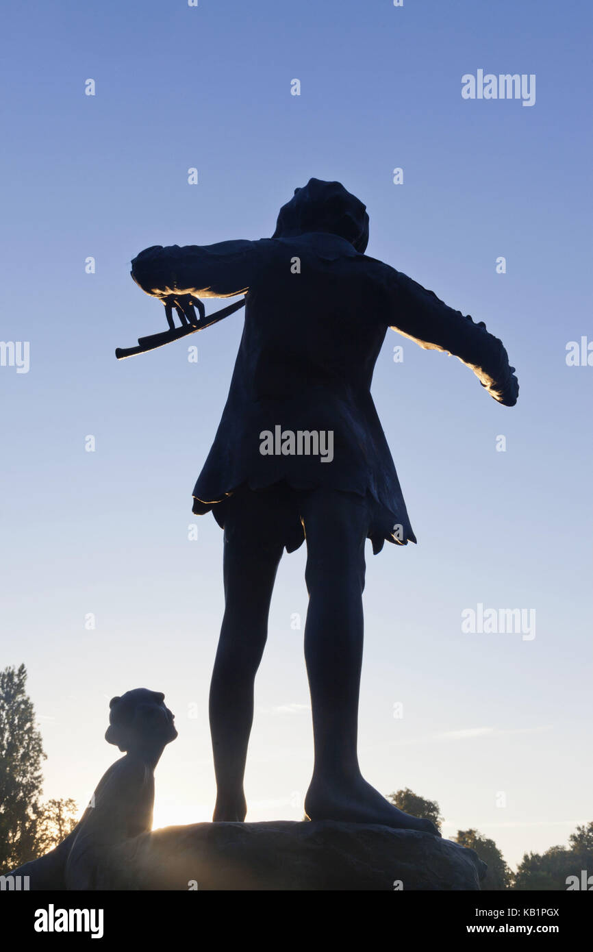 Inghilterra, Londra, Hyde park, Kensington dente di cottura, peter pan statua, Foto Stock