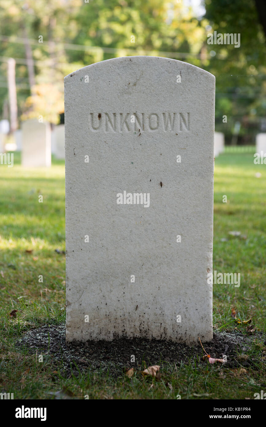 La guerra civile cimitero sulla johnson isola headstone Foto Stock