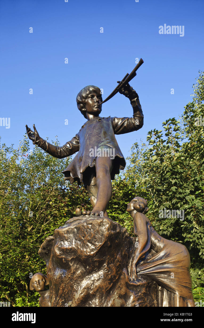 Inghilterra, Londra, Hyde park, Kensington dente di cottura, peter pan statua, Foto Stock